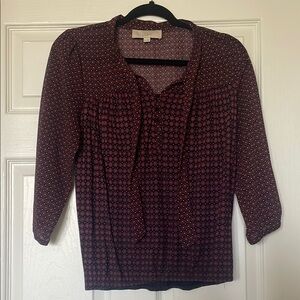 LOFT Women's Purple Patterned Top